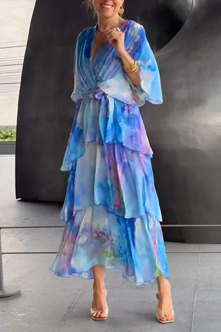 Cecilia Floral Chiffon Wrap Maxi Dress