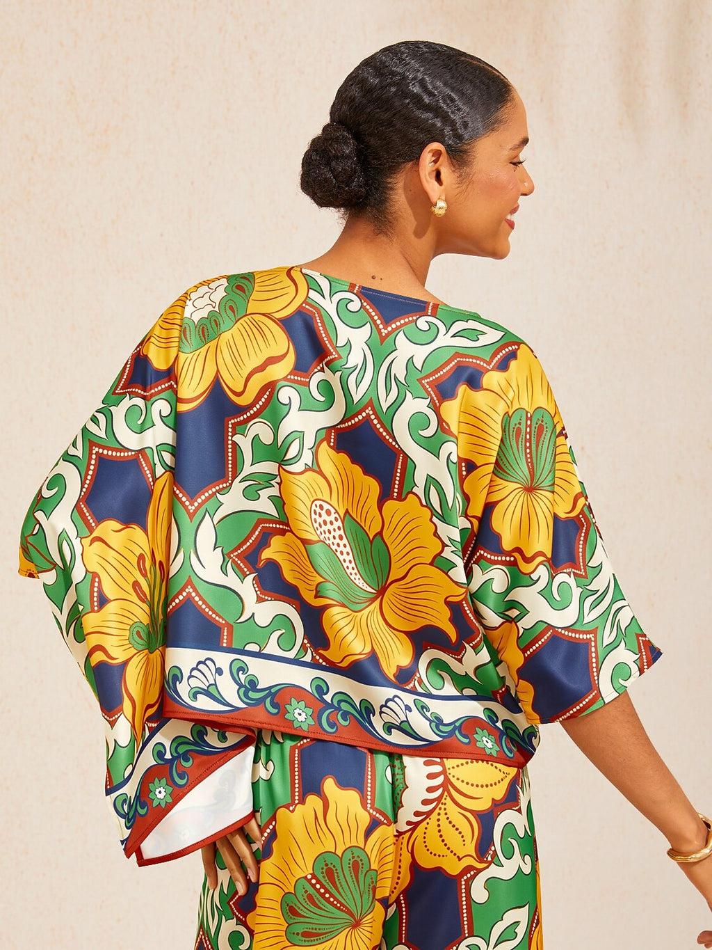 Hibiscus Satin Batwing Top by Aurelia Sun