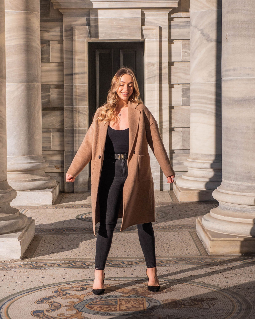 Aveline Double-Breasted Wool Blend Coat – Oat by Aurelia Sun