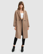 Aveline Double-Breasted Wool Blend Coat – Oat by Aurelia Sun