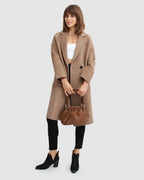Aveline Double-Breasted Wool Blend Coat – Oat by Aurelia Sun