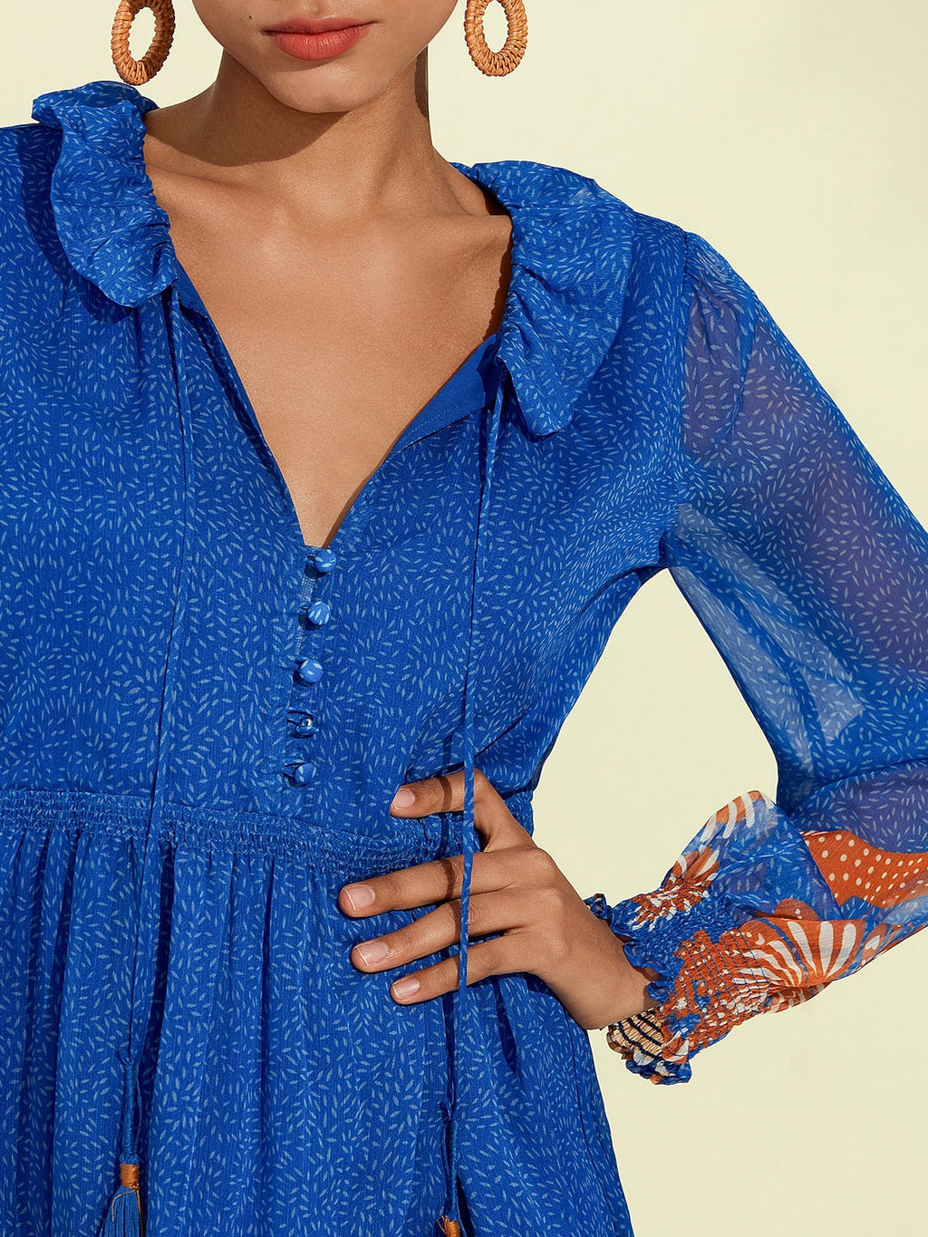 Jungle Butterfly Chiffon Maxi Dress in Blue by Aurelia Sun