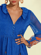 Jungle Butterfly Chiffon Maxi Dress in Blue by Aurelia Sun