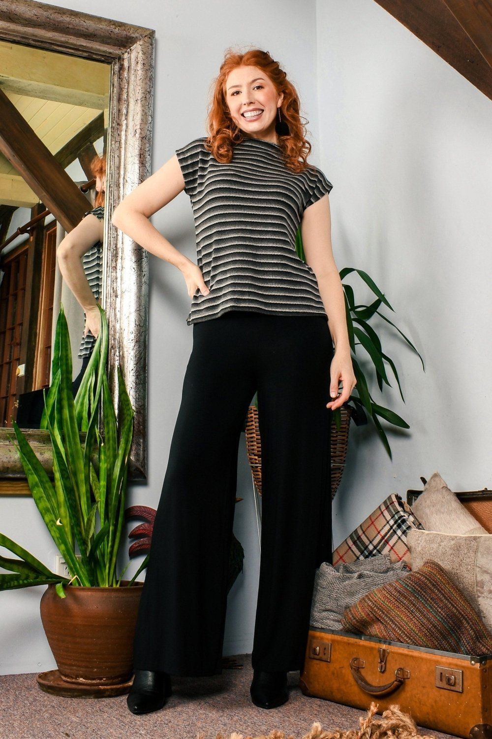 Reena Fine Knit Wide Leg Pants - Aurelia Sun