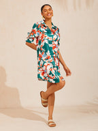 Santorini Scenic Satin Midi Shirt Dress by Aurelia Sun