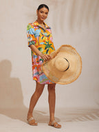Santorini Scenic Satin Midi Shirt Dress in Jet Black by Aurelia Sun