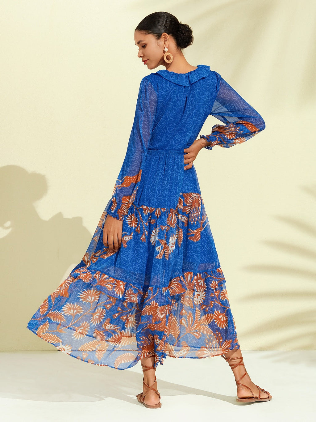 Jungle Butterfly Chiffon Maxi Dress in Blue by Aurelia Sun