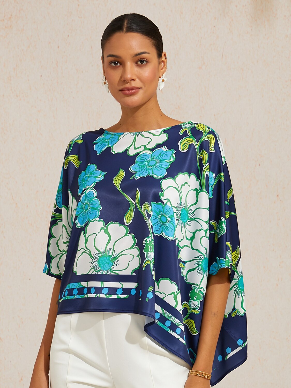Golden Petal Satin Batwing Top by Aurelia Sun