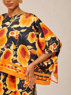 Golden Petal Satin Batwing Top by Aurelia Sun