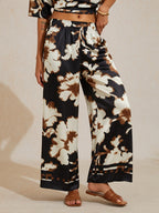 Golden Petal Satin Wide-Leg Pants by Aurelia Sun