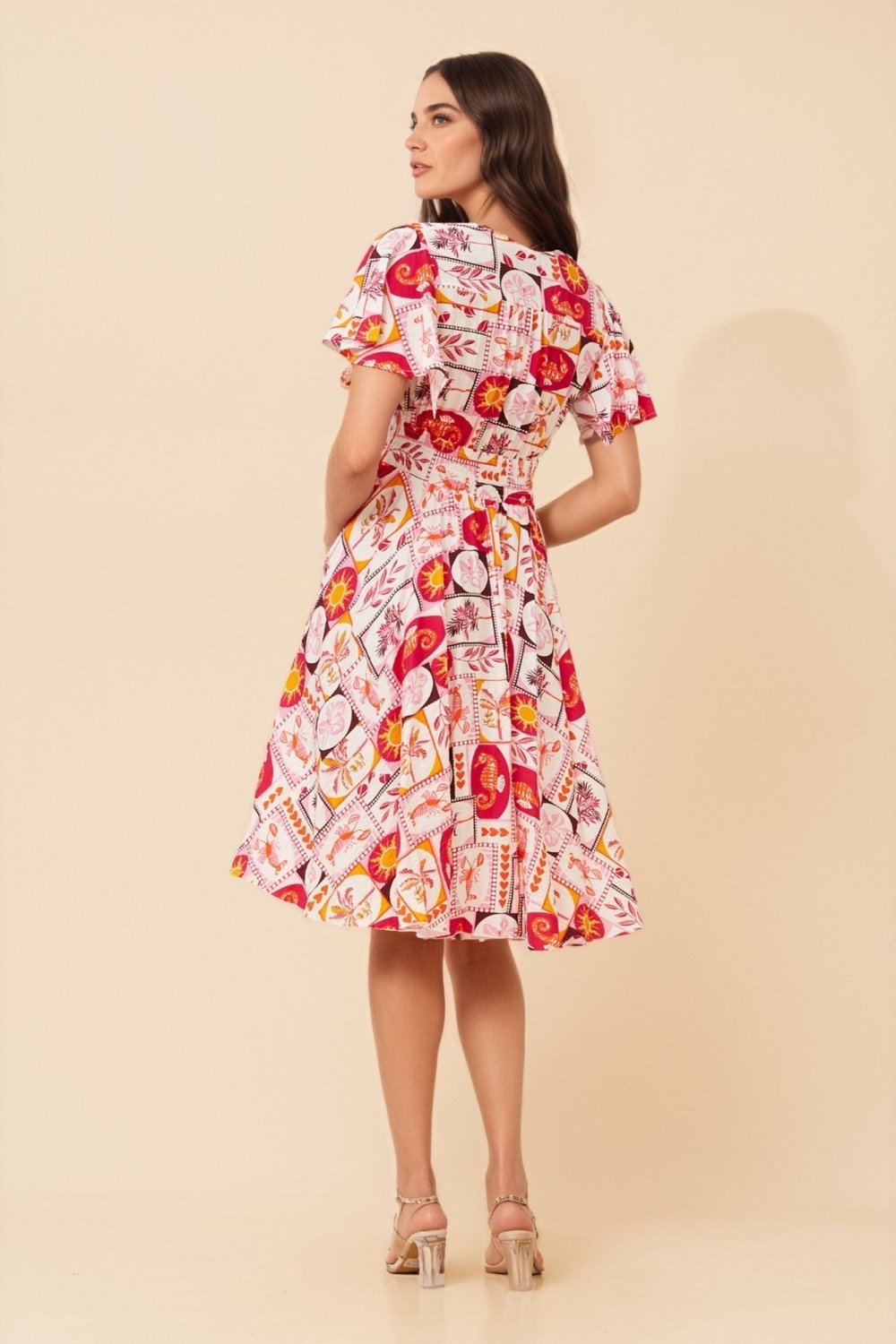 Sandy Patchwork Knee Length Dress - Aurelia Sun