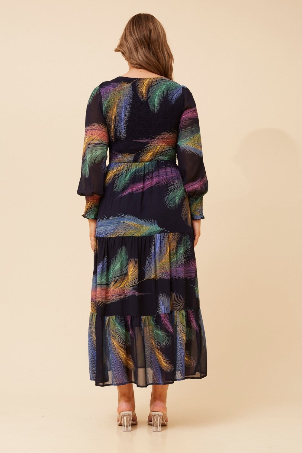Sherry Feather Print Maxi Dress - Aurelia Sun