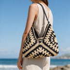 Sofia Crochet Hobo Shoulder Bag in Beige by Aurelia Sun