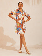 Santorini Scenic Satin Midi Shirt Dress by Aurelia Sun