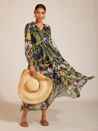 Jungle Butterfly Chiffon Maxi Dress in Orchid Purple by Aurelia Sun