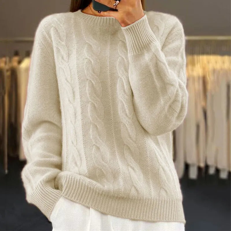 Cable-Knit Wool Cashmere Sweater