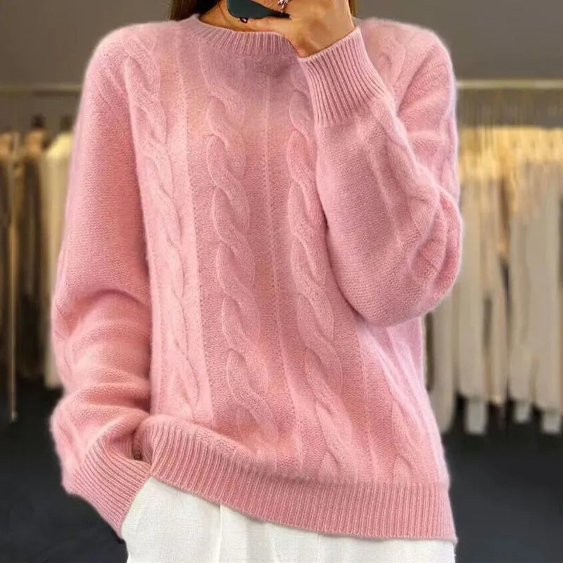 Cable-Knit Wool Cashmere Sweater