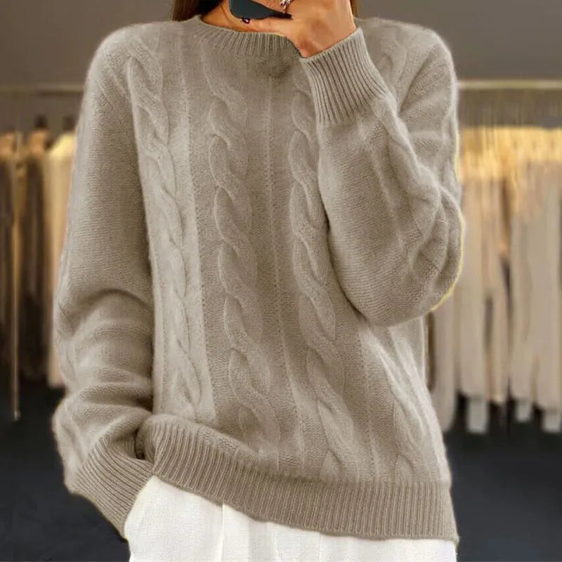 Cable-Knit Wool Cashmere Sweater
