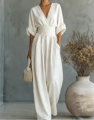 Pia Linen Blend Wide-Leg Jumpsuit