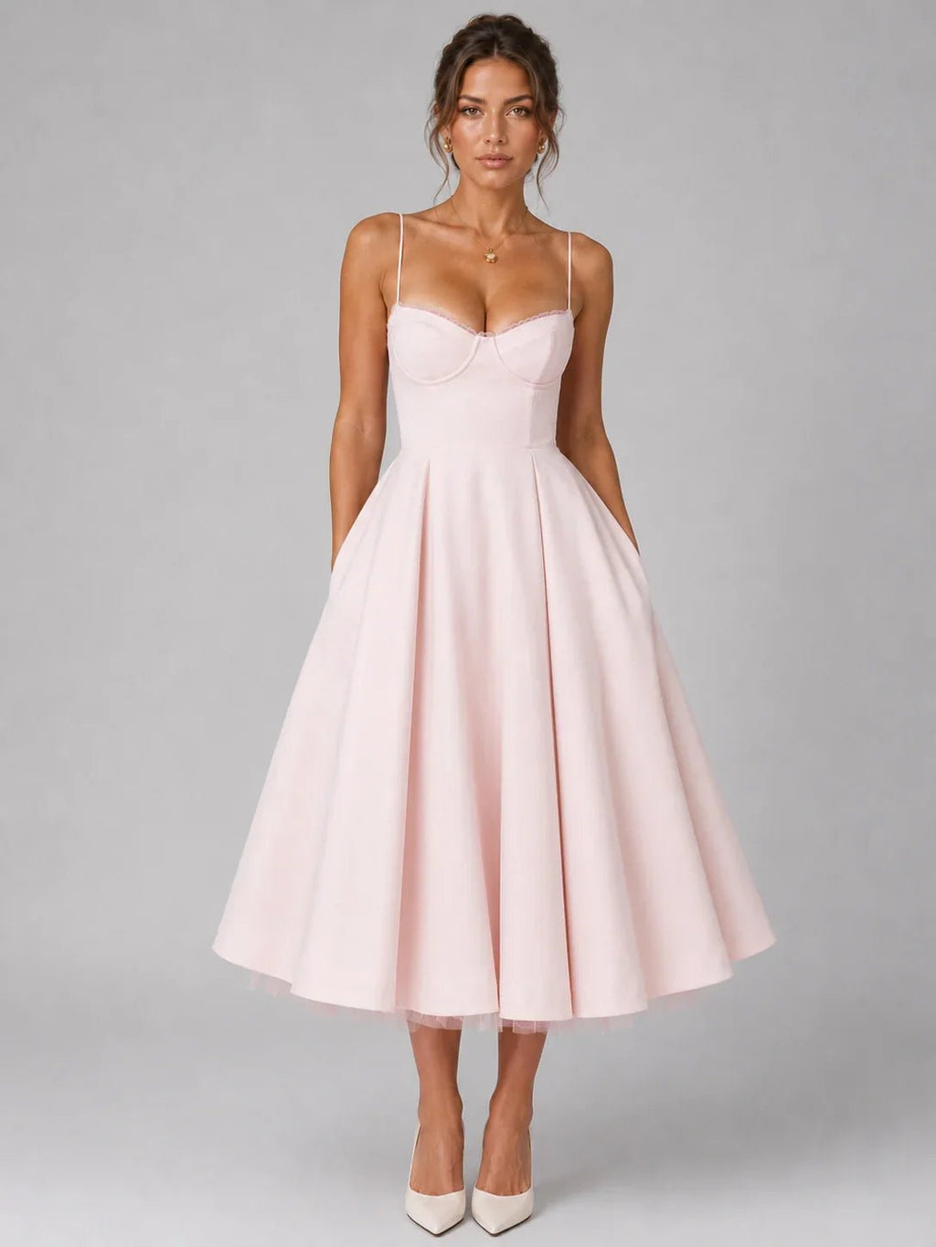 Sweetheart Corset Tulle Midi Dress - Aurelia Sun