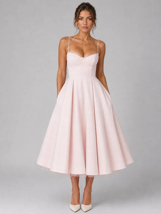 Sweetheart Corset Tulle Midi Dress