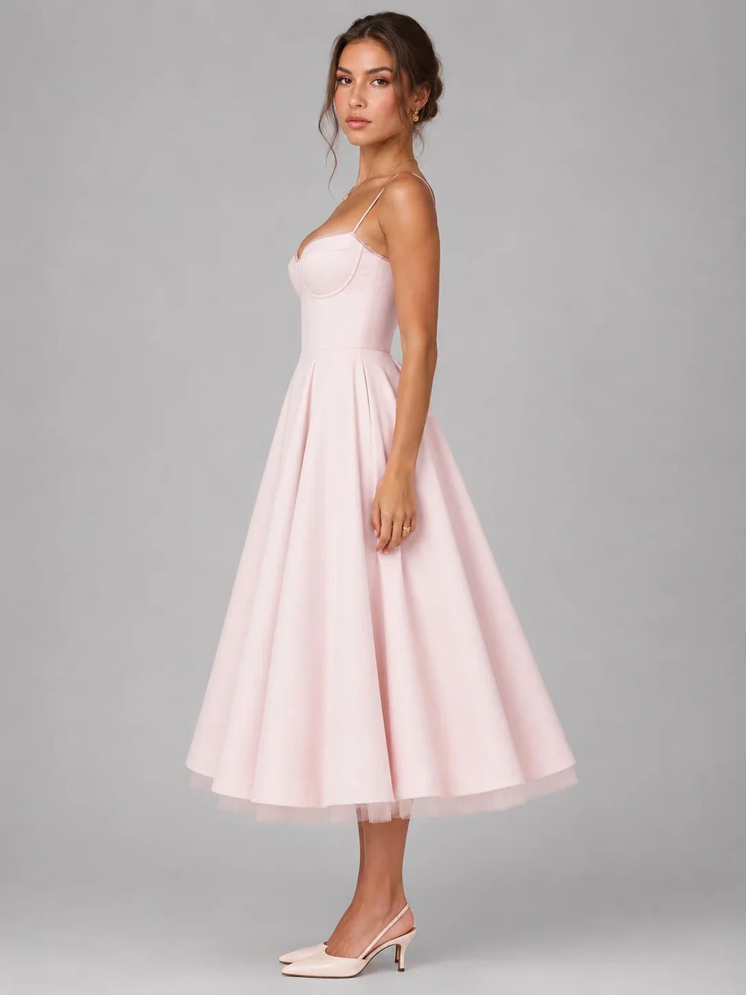 Sweetheart Corset Tulle Midi Dress - Aurelia Sun