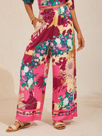 Golden Petal Satin Wide-Leg Pants by Aurelia Sun