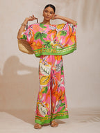 Hibiscus Satin Batwing Top in Hot Pink by Aurelia Sun