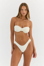 Isla Ruched High-Cut Bikini Bottom – Ivory