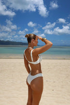 Isla Ruched High-Cut Bikini Bottom – Ivory