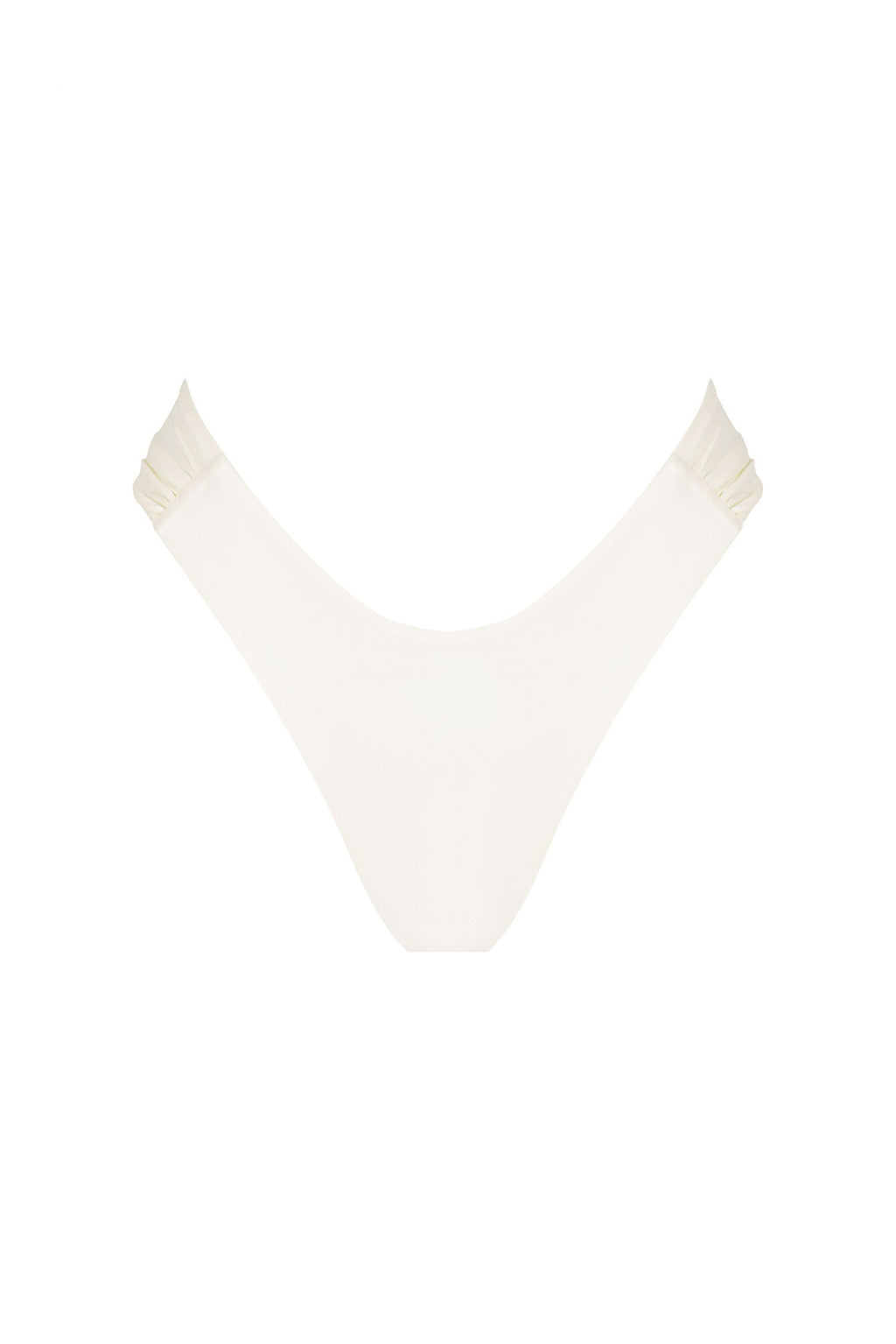 Isla Ruched High-Cut Bikini Bottom – Ivory – Ivory