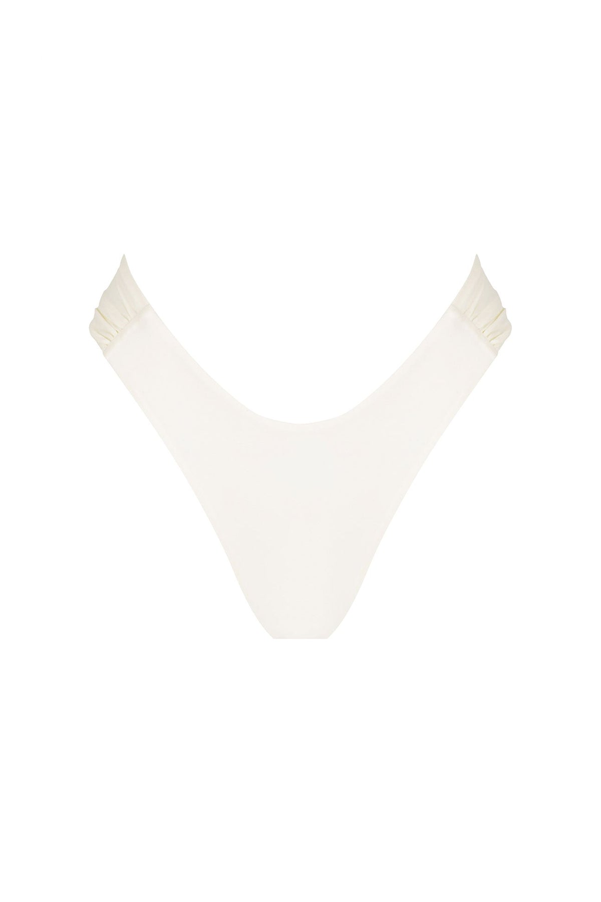 Isla Ruched High-Cut Bikini Bottom – Ivory – Ivory
