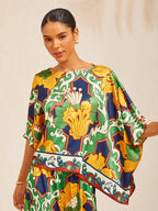 Hibiscus Satin Batwing Top by Aurelia Sun