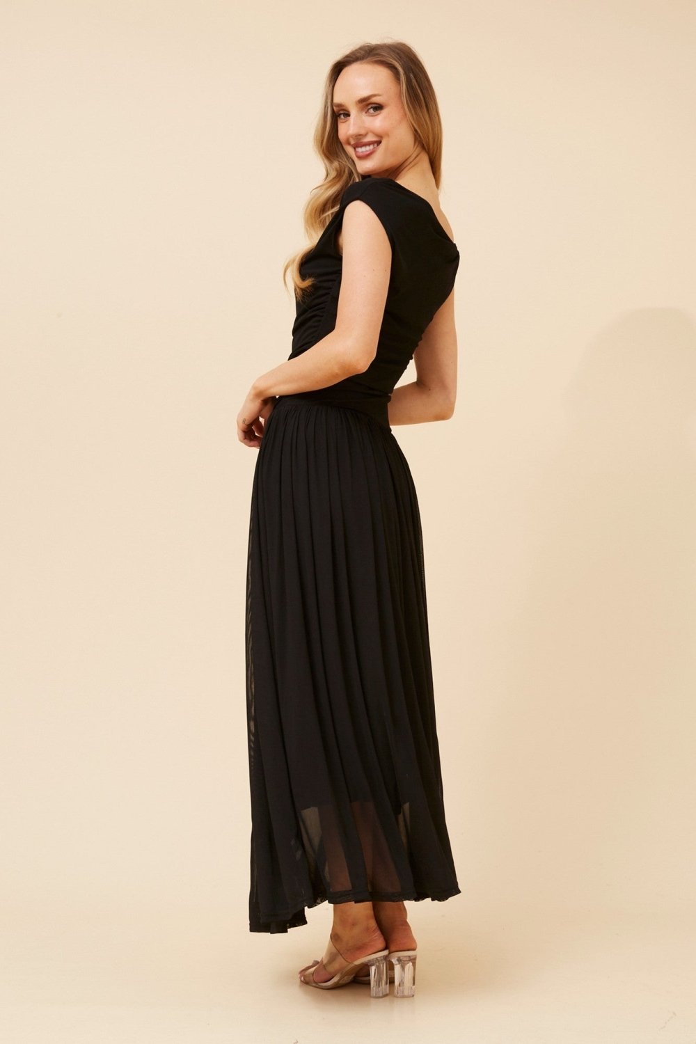 Tirza Mesh One Shoulder Maxi Dress - Aurelia Sun