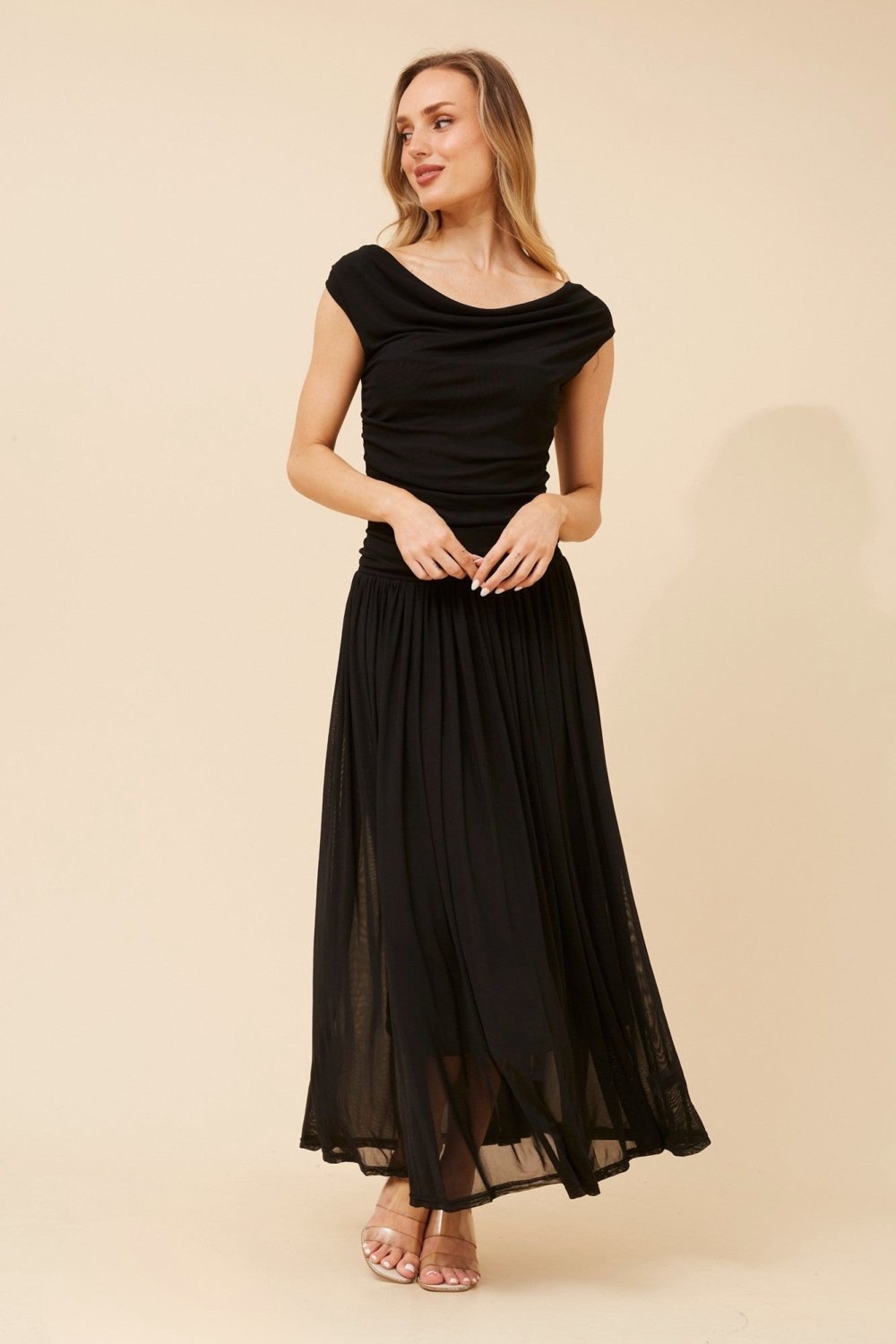 Tirza Mesh One Shoulder Maxi Dress - Aurelia Sun