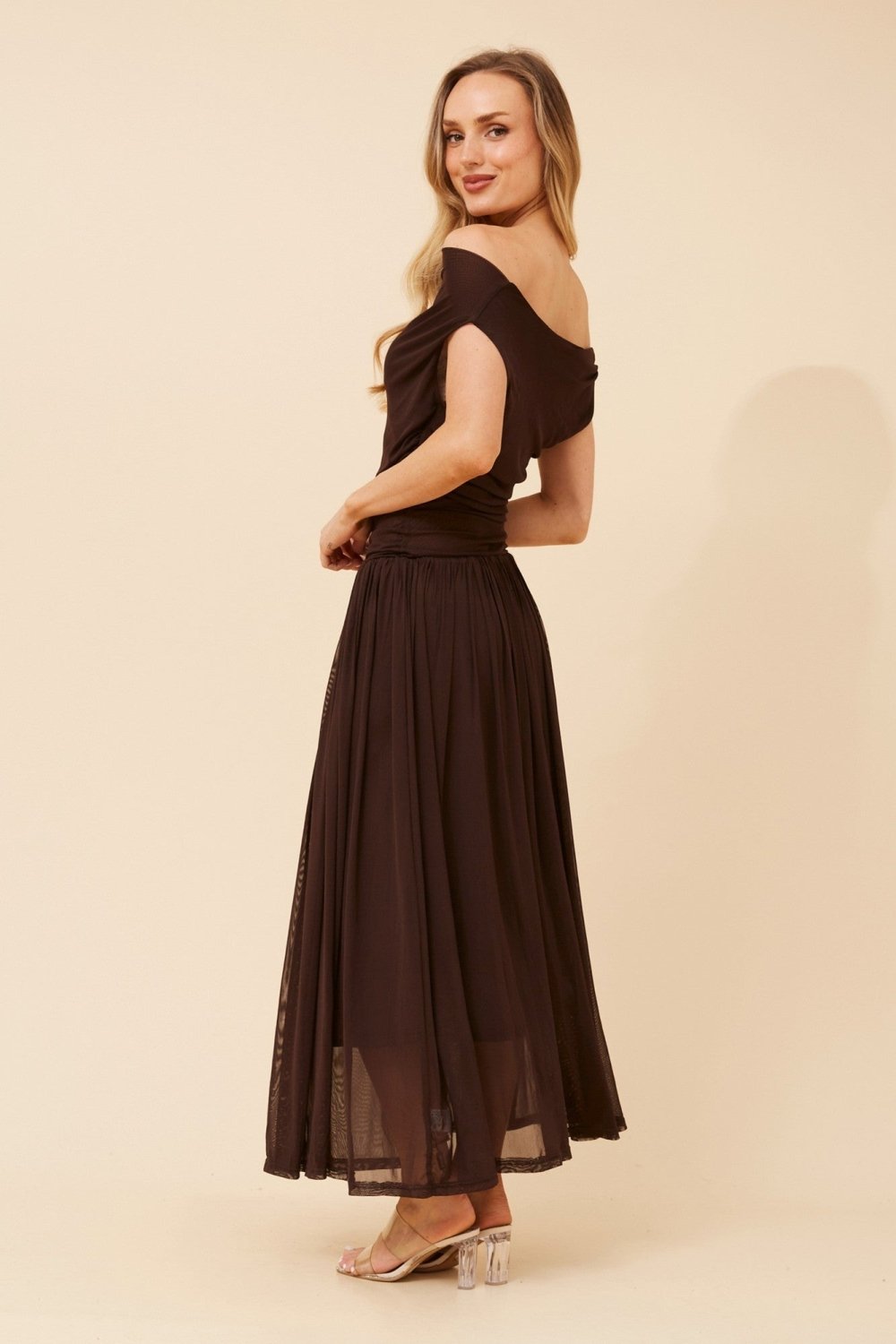 Tirza Mesh One Shoulder Maxi Dress - Aurelia Sun