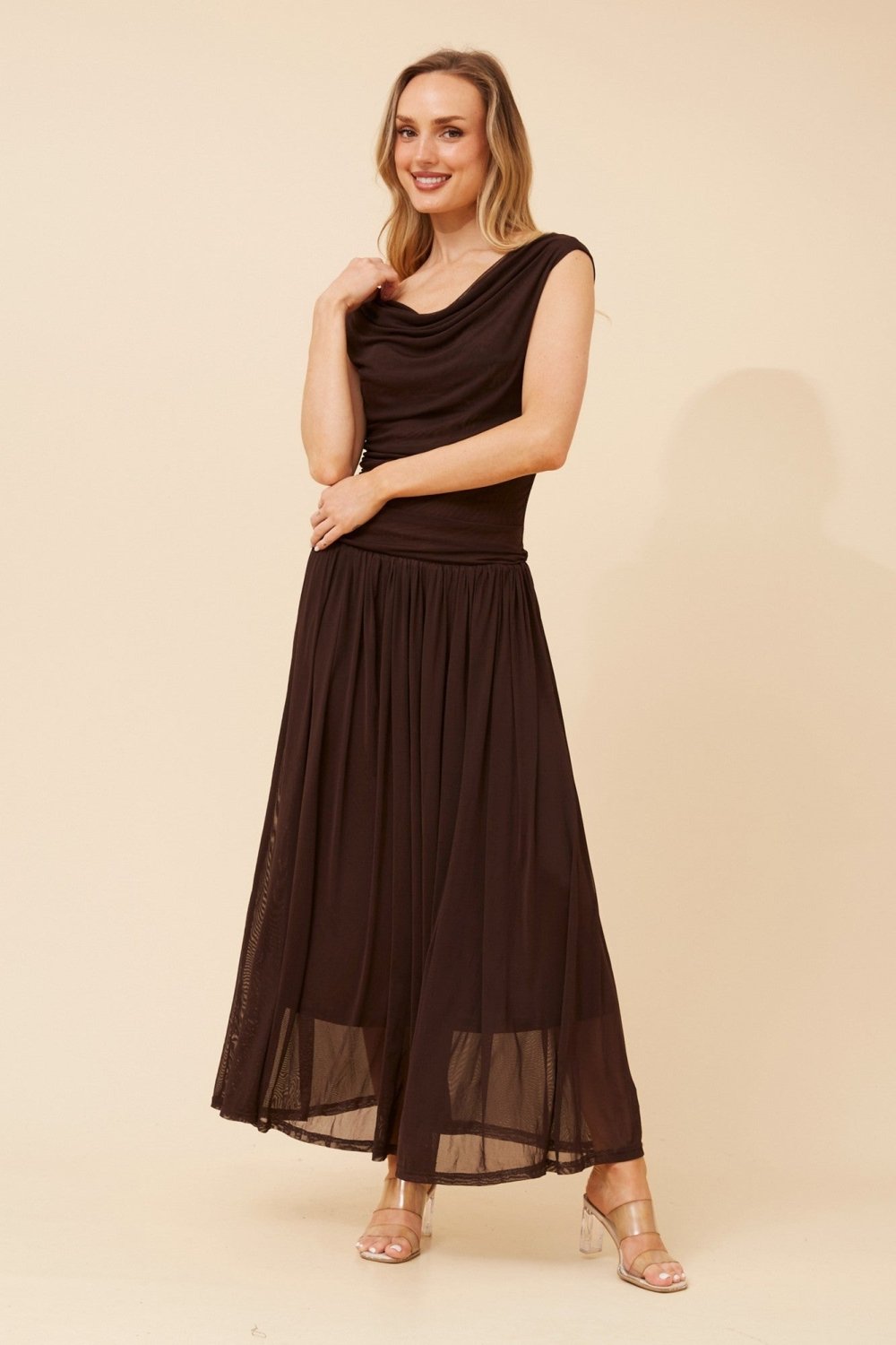 Tirza Mesh One Shoulder Maxi Dress - Aurelia Sun