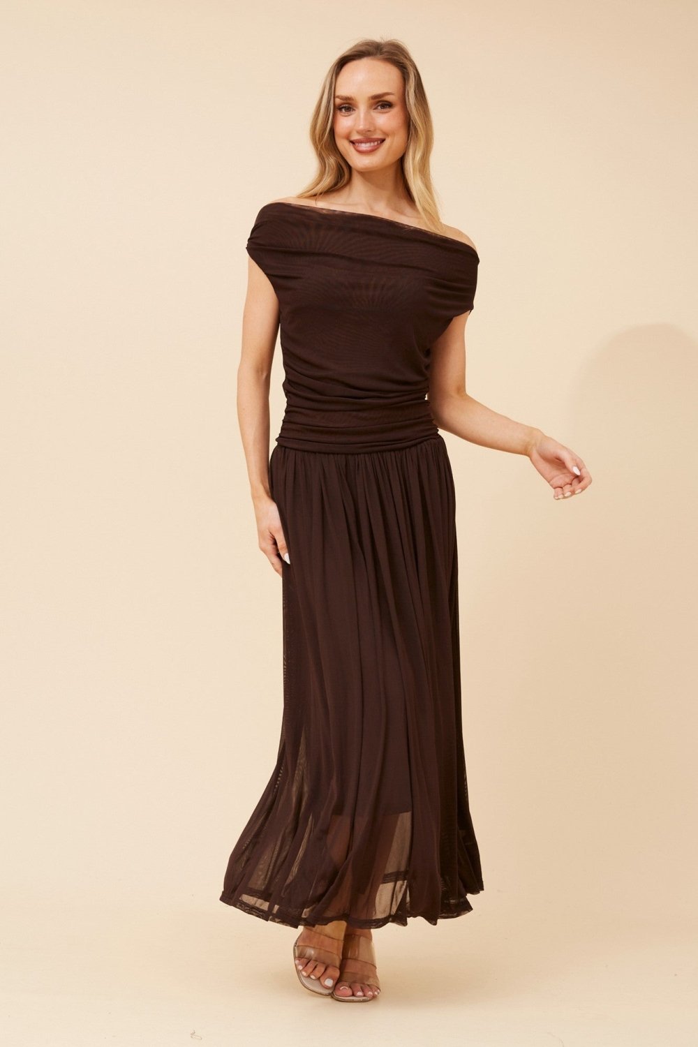 Tirza Mesh One Shoulder Maxi Dress - Aurelia Sun