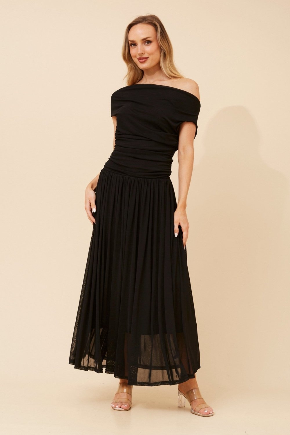 Tirza Mesh One Shoulder Maxi Dress - Aurelia Sun