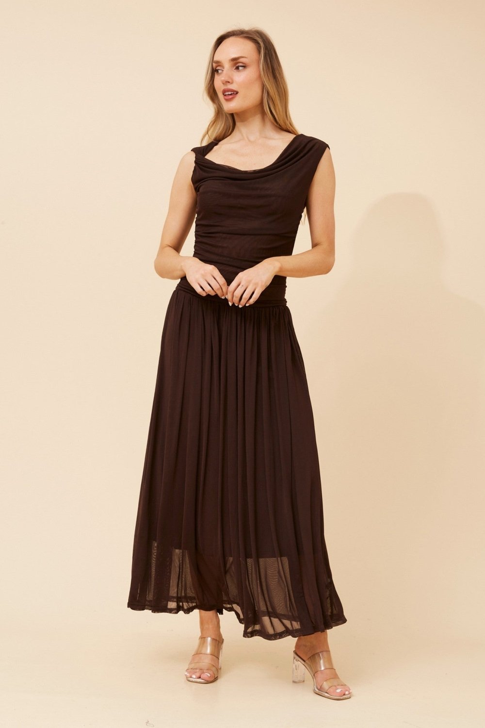 Tirza Mesh One Shoulder Maxi Dress - Aurelia Sun
