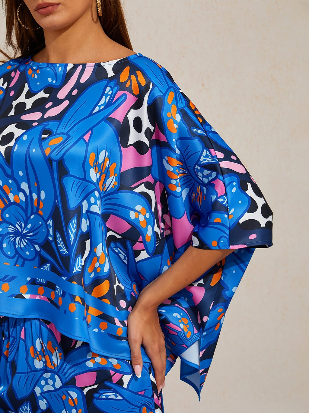 Hibiscus Satin Batwing Top by Aurelia Sun