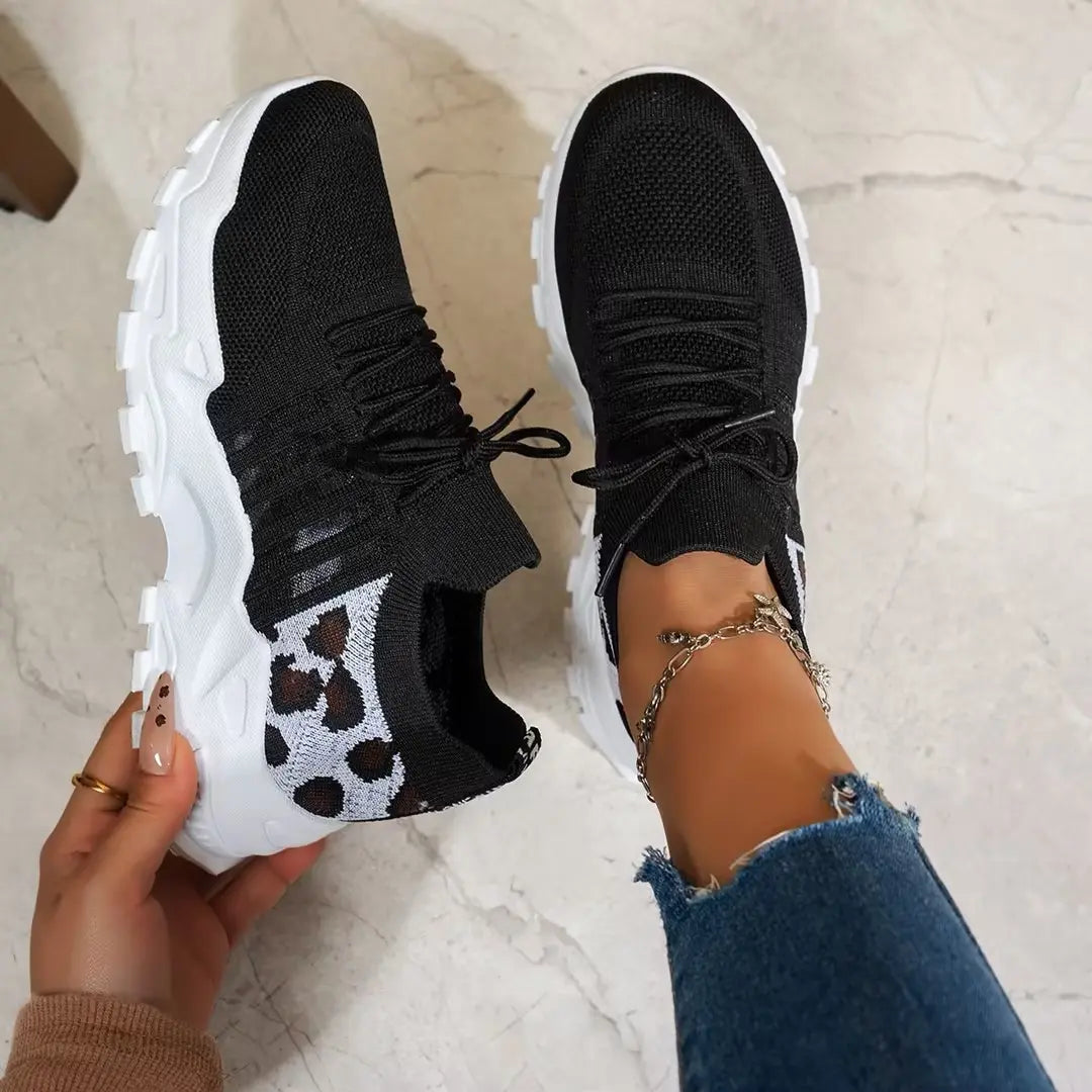 Wide-Fit Cushioned Lace-Up Trainers