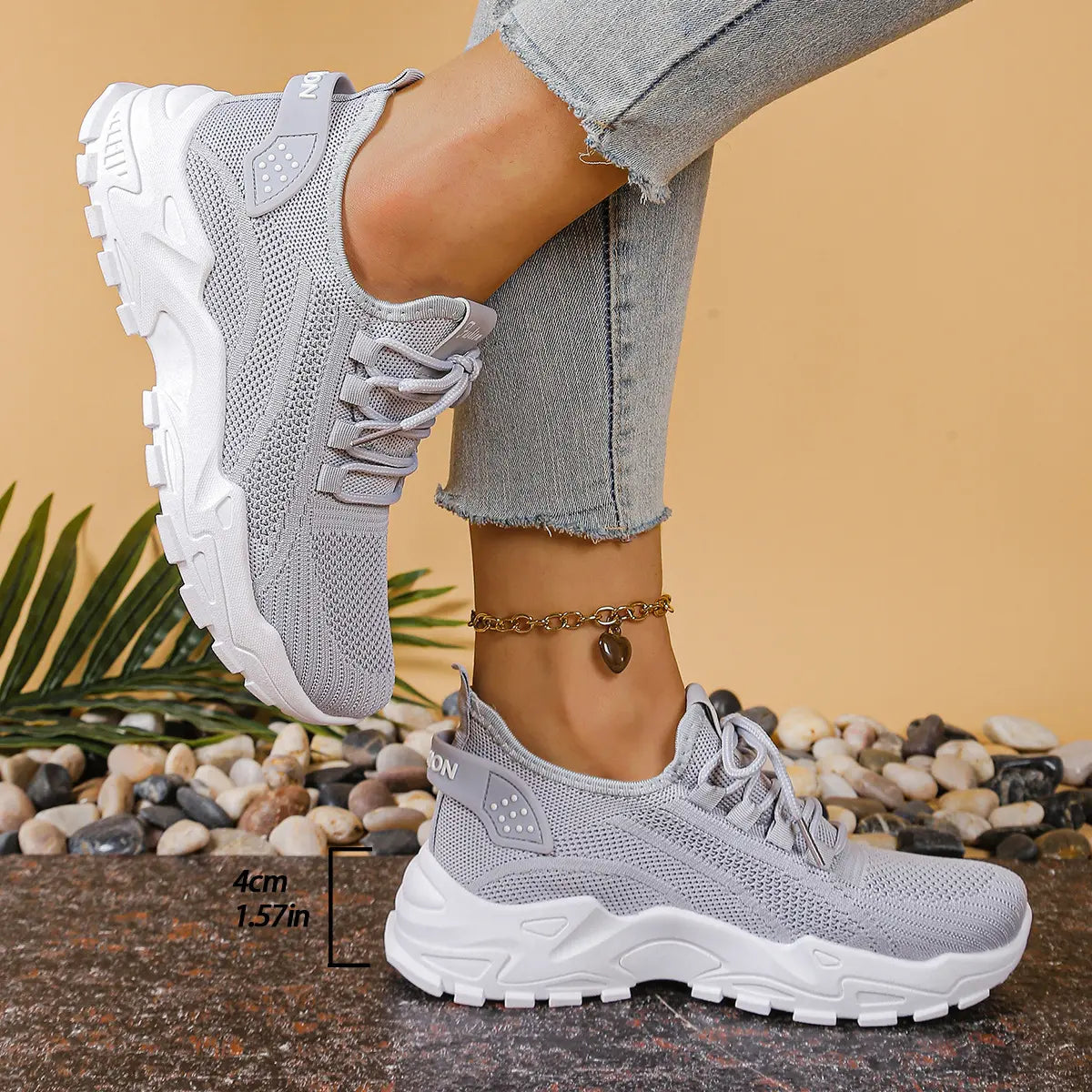 Wide-Fit Cushioned Lace-Up Trainers
