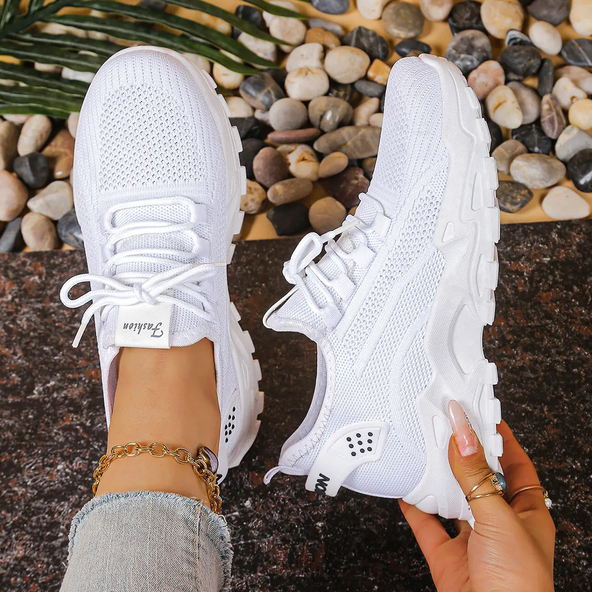 Wide-Fit Cushioned Lace-Up Trainers