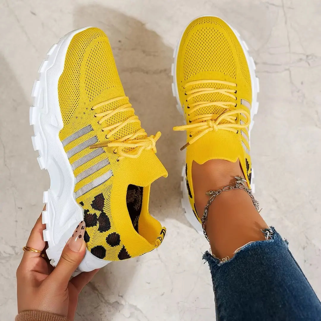 Wide-Fit Cushioned Lace-Up Trainers