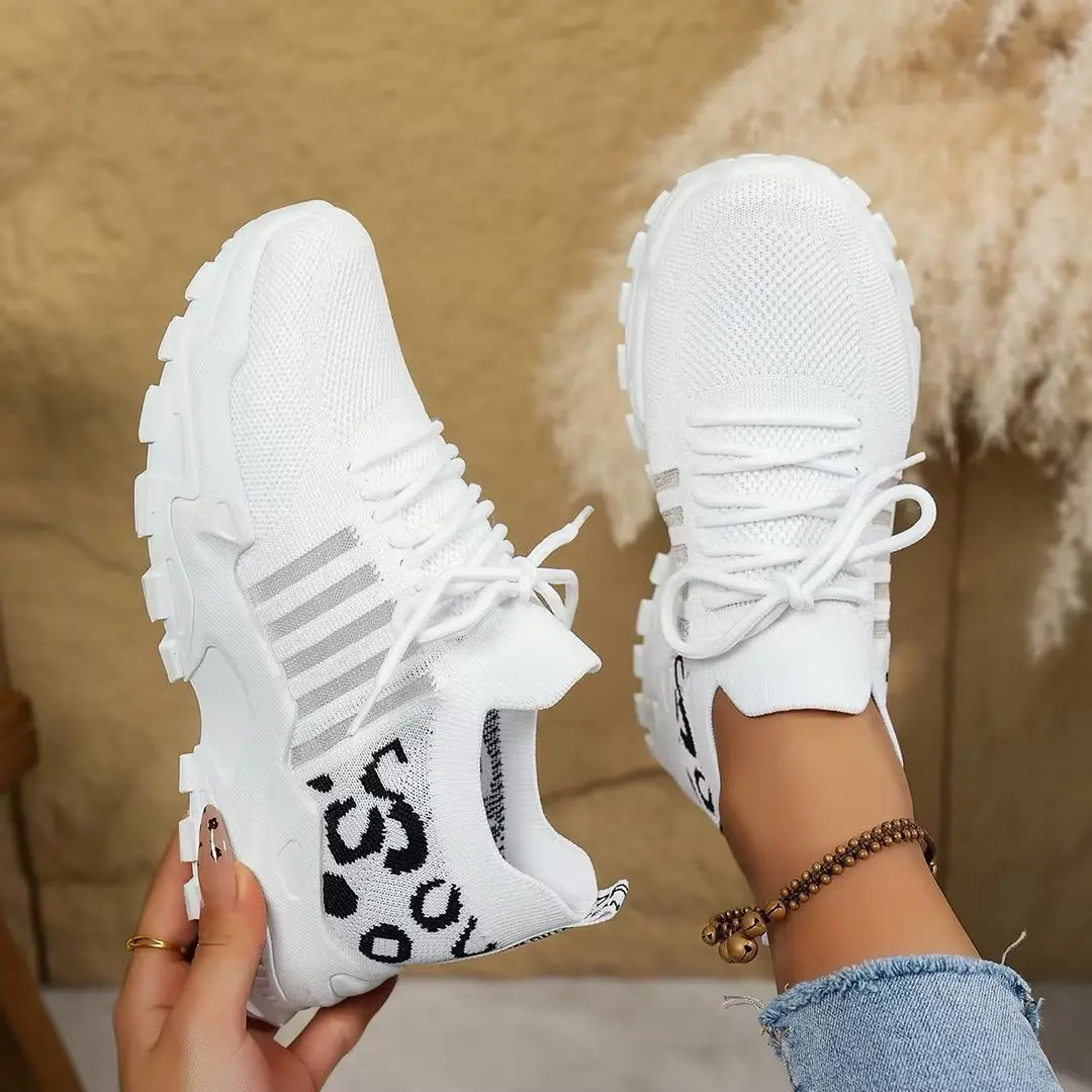 Wide-Fit Cushioned Lace-Up Trainers
