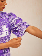 Mustang Print Linen-Look Midi Shirt Dress in Orchid Purple by Aurelia Sun