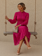 Jasmine Pink Lace Midi Dress