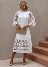 Jasmine White Lace Midi Dress