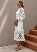 Jasmine White Lace Midi Dress